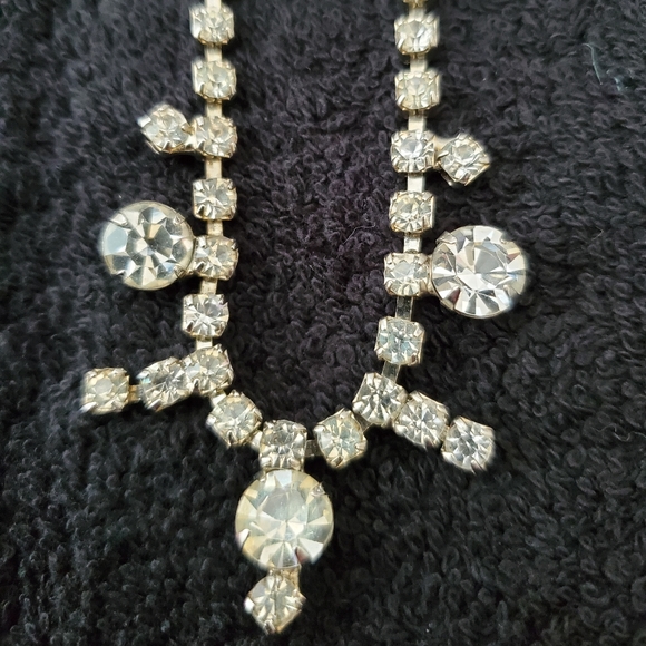 Vintage Rhinestone Choker Necklaces Lot Bundle four 4 Prom Wedding Holiday Bling - Picture 5 of 10